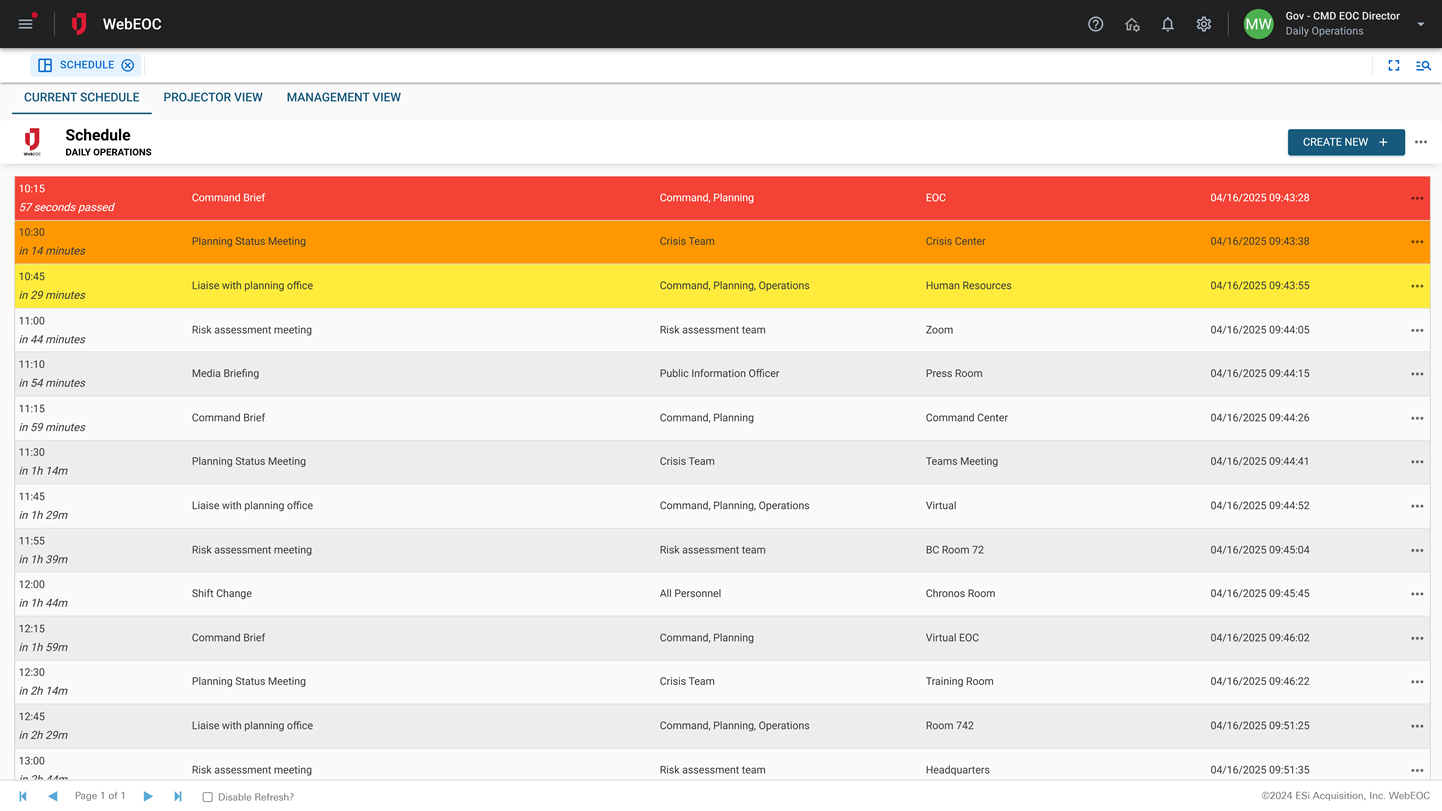 Schedule List